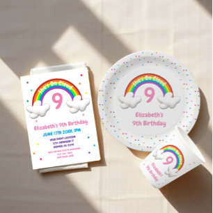 On Cloud 9! Rainbow Birthday Invitation