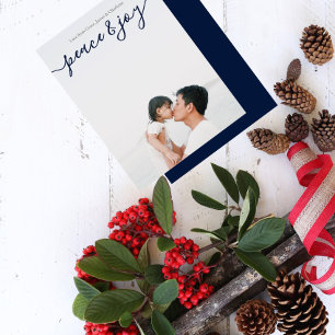 Christmas Peace and Joy Typography Holiday Photo Card