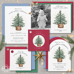 Modern Watercolor Christmas Tree Minimal Simple