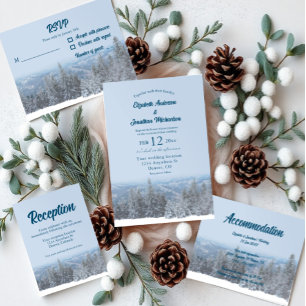 Snowy Mountain Forest Wedding Invitation