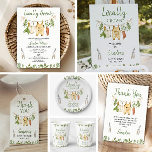 Boys Green Locally Grown Baby Shower Welcome Sign