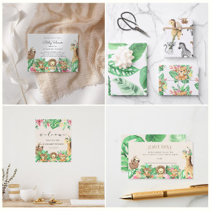 Cute Safari Animals Diaper Raffle Ticket Enclosure Card