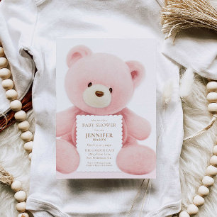 Bear Girl Baby Shower Invitation