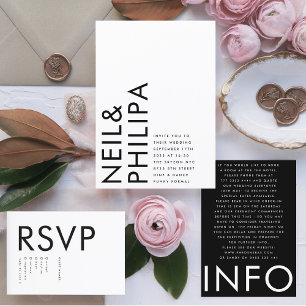 Ultra Modern Big Bold Names Details Wedding Enclosure Card