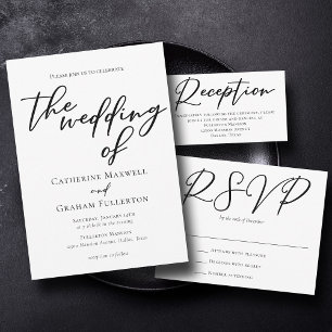 Simple Black White Typography Formal Wedding  RSVP Card