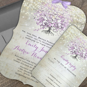 Lavender Fairytale Lights and Stars Wedding Invitation