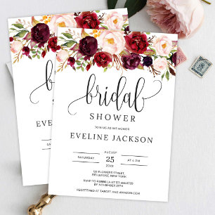 Boho marsala burgundy floral gold we still do vow invitation