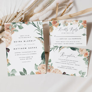 Boho Blooms   Modern Floral Wedding Invitation