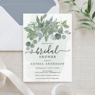 Dusty Blue Eucalyptus Wedding Invitation Card