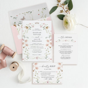 Elegant Wildflower Wedding Details Enclosure Card