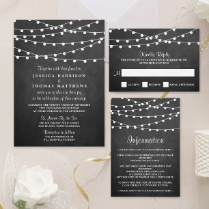 The String Lights On Chalkboard Wedding Collection All In One Invitation