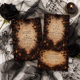 Enchanted Fall Goth Wedding Invitation