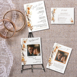 Budget Autumn Flowers Wedding Thank You Card