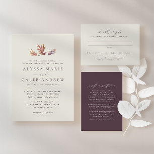 Fall leaves autumn wedding simple reception enclosure card