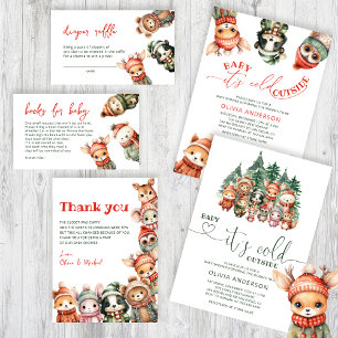 Merry Little Сute Winter Baby Shower Invitation
