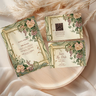 Art Nouveau Elegant Botanical Wedding Enclosure Card