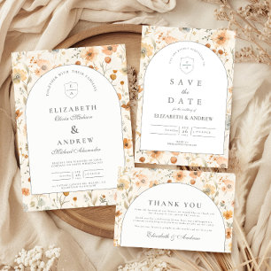 Soft Botanical Meadow Wedding Invitation