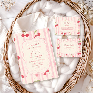 Unique Coquette Cherry on Top Baby Note for Baby Enclosure Card