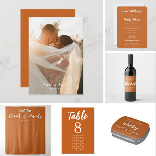 Modern Simple Minimalist Boho Terracota Wedding Invitation