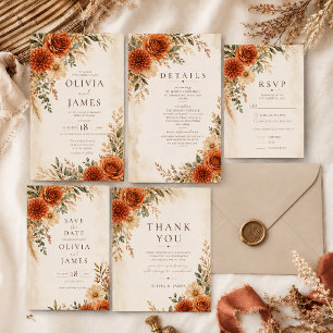Boho Wild Terracotta Garden Wedding RSVP Card