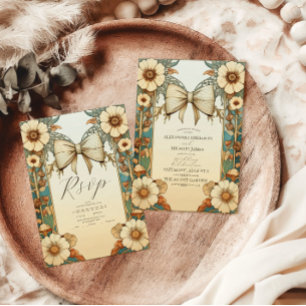 Fancy Vintage Floral Art Nouveau Wedding  Invitation