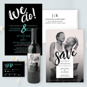 We Do Contemporary Minimal Bride And Groom Wedding Invitation