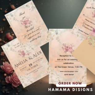 Red Roses flat Thank You Card 