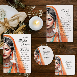 Bride In Lehenga Choli Ethnic Indian Bridal Shower Invitation