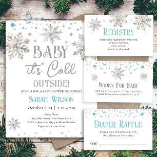 Snowflakes Baby It's Cold Outside Baby Shower Invitation