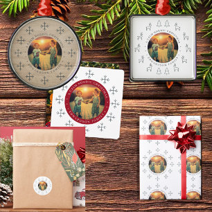 Create your own nordic family photo christmas classic round sticker