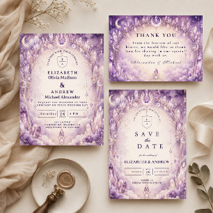 Ethereal Purple Celestial Wedding Invitation