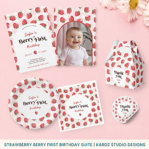 Strawberry Berry First Birthday Napkin