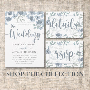 Rustic Floral Blue Eucalyptus Wedding Invitation