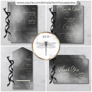 Dark Moody Midnight Black Fog Wedding Reception Enclosure Card