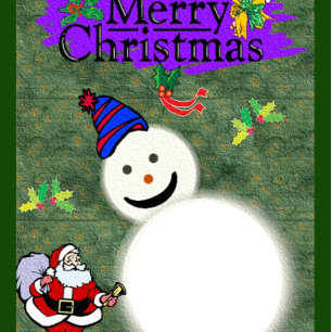 Santa & Snowman Your Photo Magnetic Christmas Card