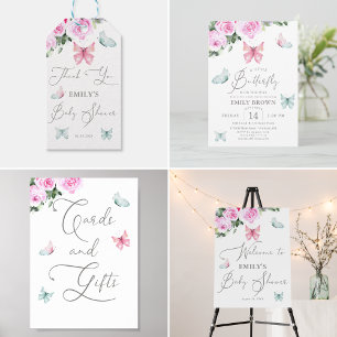 Cute Butterfly Flowers Baby Shower Square Sticker