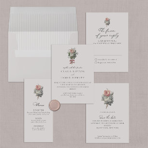 Pink, vintage, rose theme wedding  menu