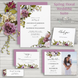 Spring Floral Greenery Geometric Wedding Invitation