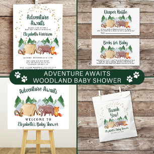 Rustic Woodland Animals Baby Shower By Mail Invitation