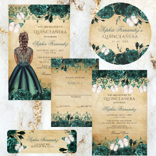 Rustic Vintage Emerald Green Floral Butterfly Classic Round Sticker
