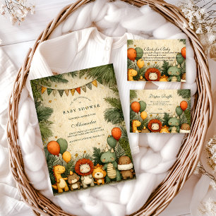 Vintage Safari Dinosaur Baby Shower Invitation