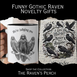 Minimalist Raven Lover Gift Introvert Humour Art Two-Tone Coffee Mug