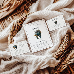 Photo Refined Blue Tooth Laurel Graduation Announcement