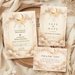 Timeless Celestial Romance Wedding RSVP Card
