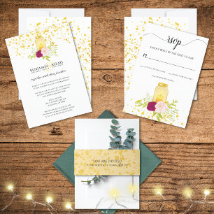 Candlelight Roses Jar in One Wedding Invite
