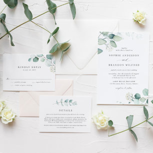 Boho Watercolor Eucalyptus Leaves Greenery Wedding