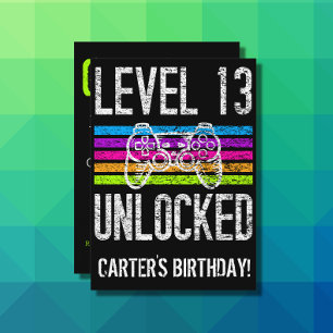 Level 13 Unlocked 13th Birthday Personalised Gamer Square Sticker