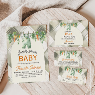 Clothesline Locally Grown Baby Shower Diaper Enclosure Card