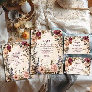 Whimsical Baby in Bloom Wildflower Diapper Raffle Enclosure Card