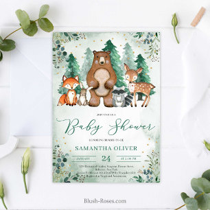 Forest animals woodland greenery Baby Shower Invitation